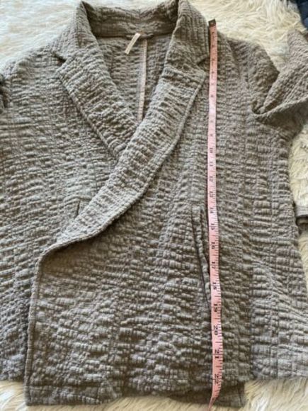 Free People jacket Textured Gauze wrap Belted Taupe Cotton small boho - Picture 9 of 11